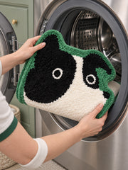 Black & White Puppy Shaped Bath Mat — Care scene