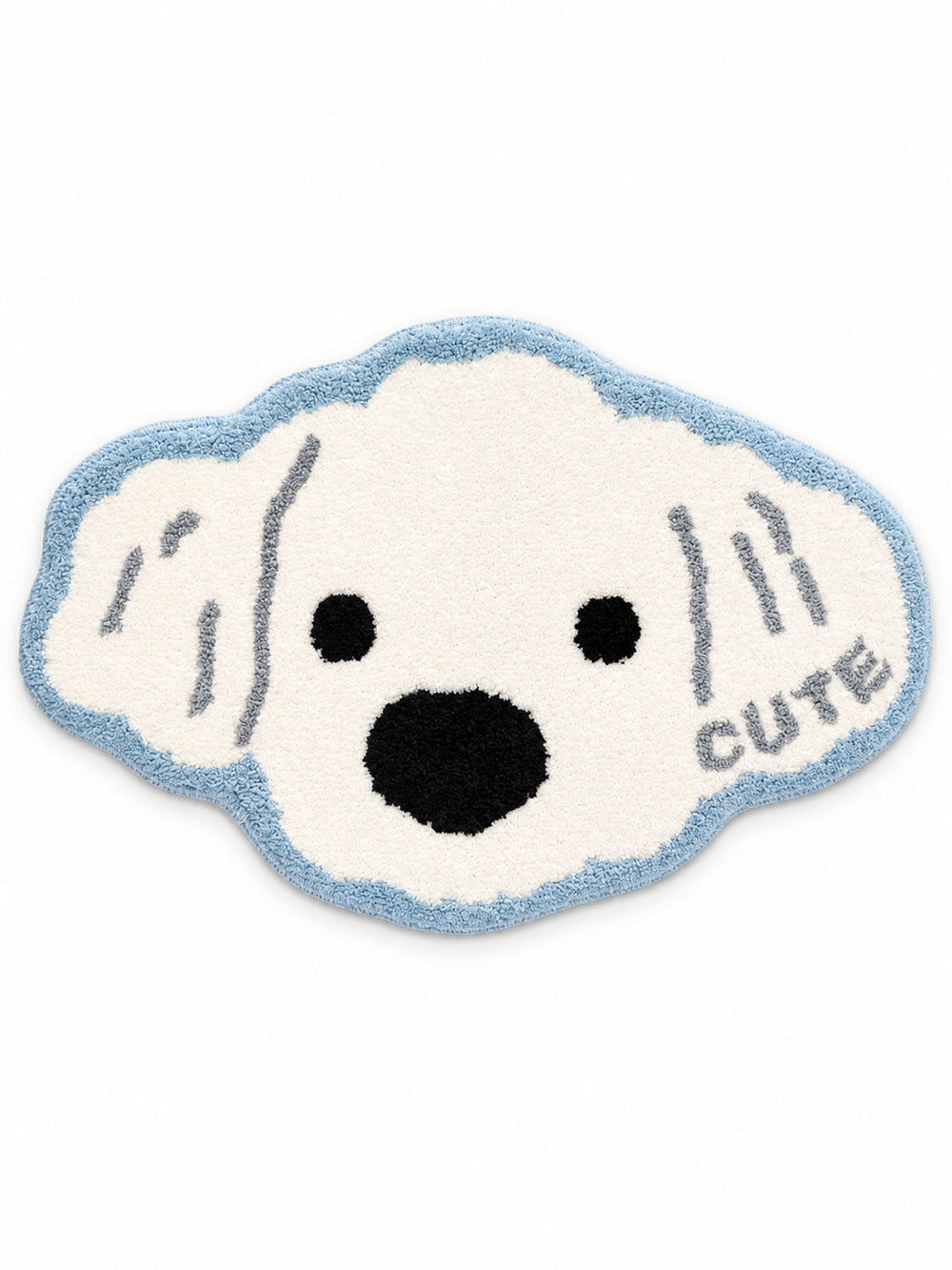 Snowy Puppy Face Shaped Bath Mat on a white background