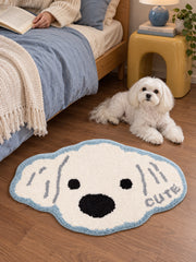 Snowy Puppy Face Shaped Bath Mat — bedroom scene