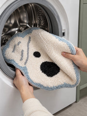 Snowy Puppy Face Shaped Bath Mat — machine wash