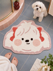Blushing Maltese Puppy Shaped Bath Mat — bathroom context detail