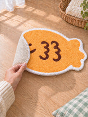 Smiling Orange Fish Shaped Bath Mat — backing detail