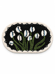 Floral Study Oval Bath Mat - Midnight on a white background