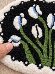 Floral Study Oval Bath Mat - Midnight — surface detail