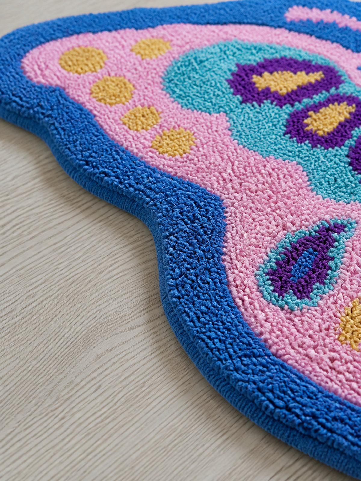 Garden Wing Colorful Butterfly Bath Mat — surface detail
