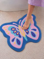 Garden Wing Colorful Butterfly Bath Mat — bathroom context detail