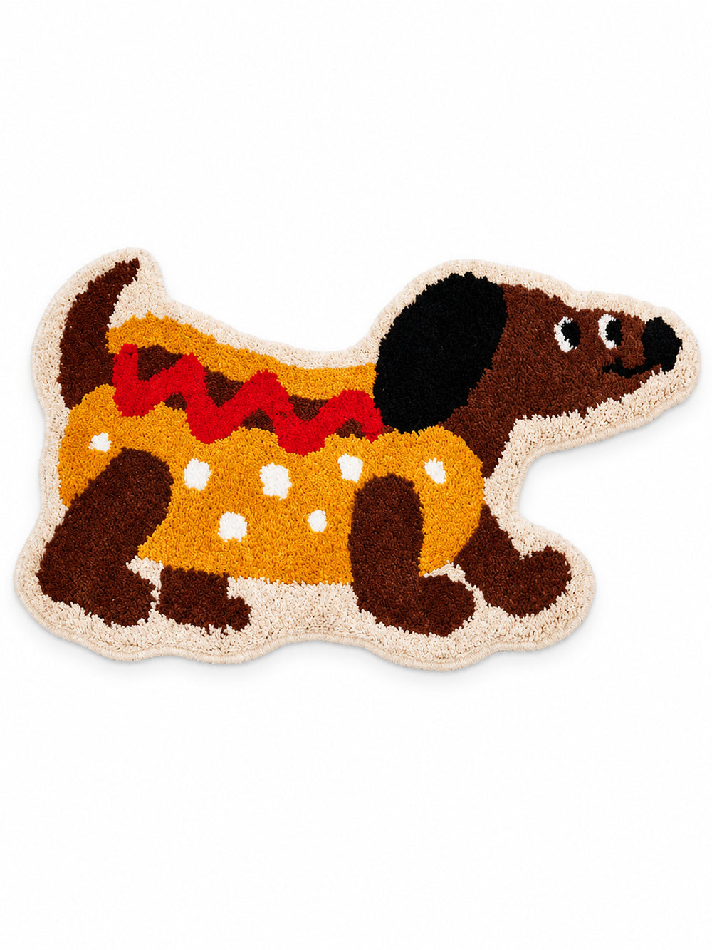 Hot Dog Dachshund Shaped Bath Mat & Runner Rug on a white background