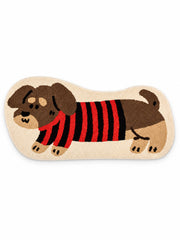 Striped Dachshund Bath Mat - Red & Black — white main