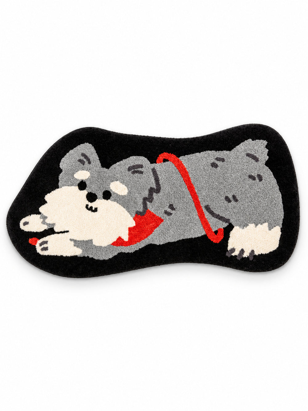 Red-Scarf Schnauzer Shaped Bath Mat on a white background