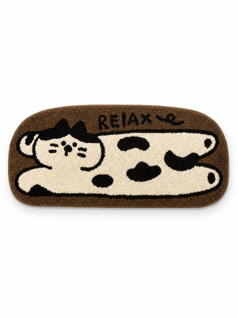 Relaxed Spotted Cat Bath Mat on a white background