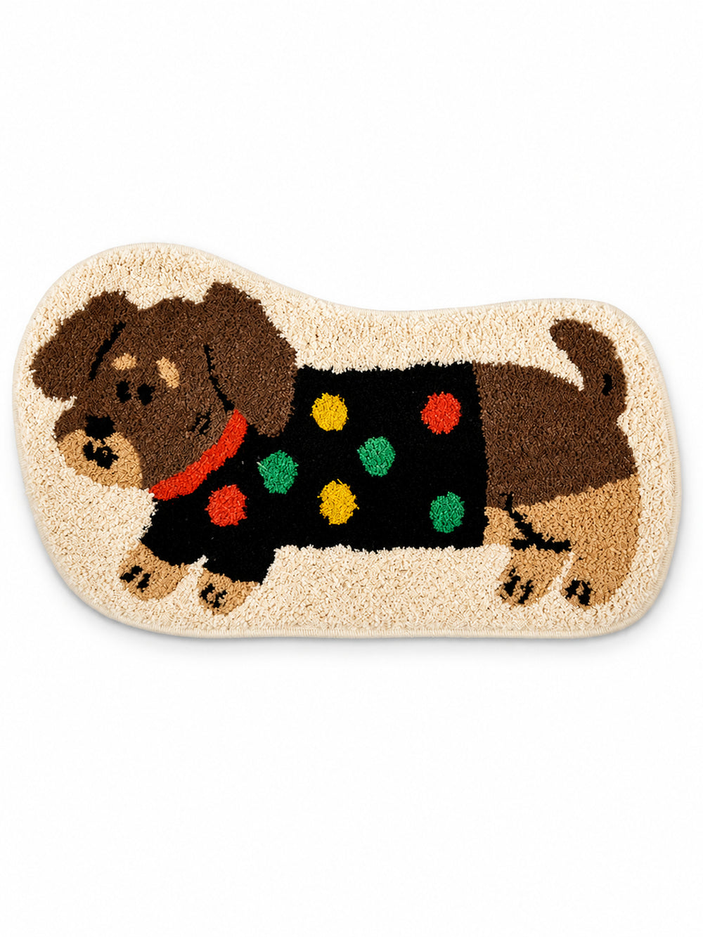 Confetti Sweater Dachshund Bath Mat on a white background