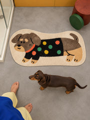 Confetti Sweater Dachshund Bath Mat — bathroom scene
