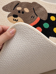 Confetti Sweater Dachshund Bath Mat — backing detail