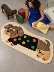 Confetti Sweater Dachshund Bath Mat — bathroom context detail