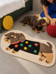 Confetti Sweater Dachshund Bath Mat — bedside context detail