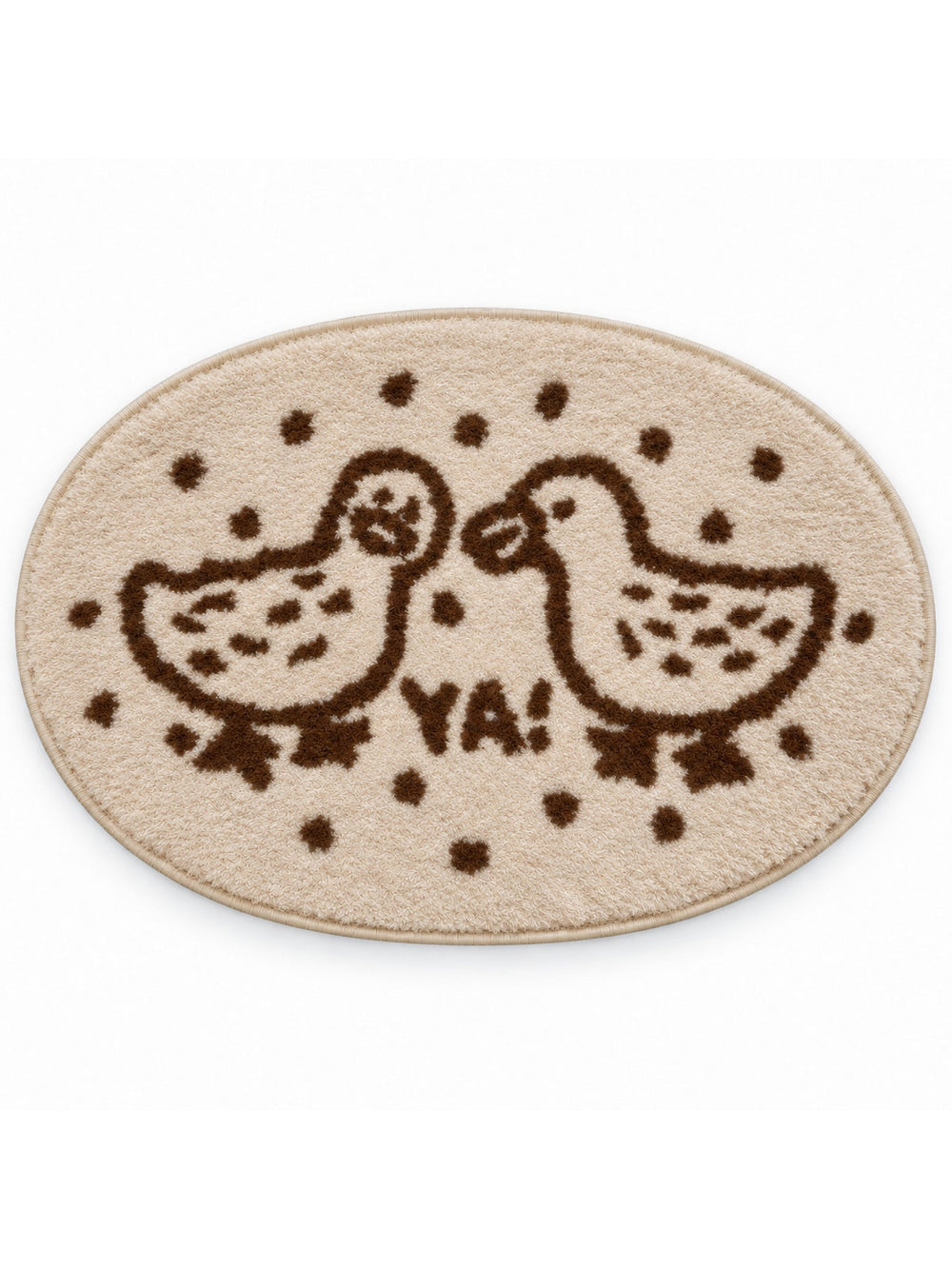 Dotted Duck Duo Oval Bath Mat on a white background
