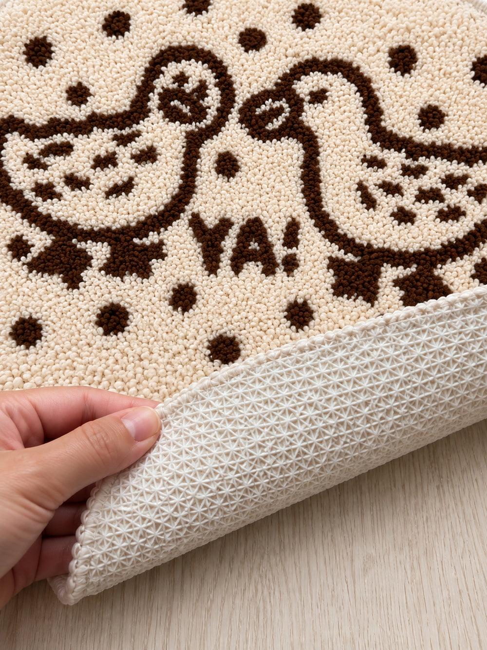 Dotted Duck Duo Oval Bath Mat — Textured backing