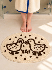 Dotted Duck Duo Oval Bath Mat — Bathroom close-up