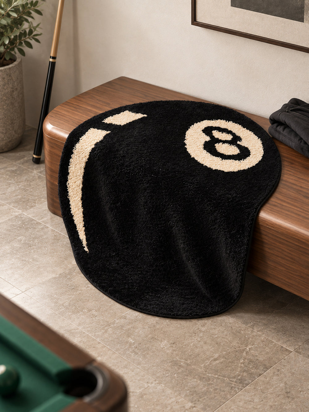 Eight Ball Round Accent Rug — Styled scene