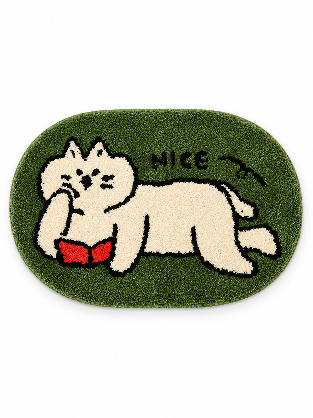 Quiet Reading Cat Oval Bath Mat on a white background