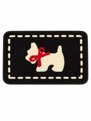Bowtie Terrier Black & White Bath Mat on a white background