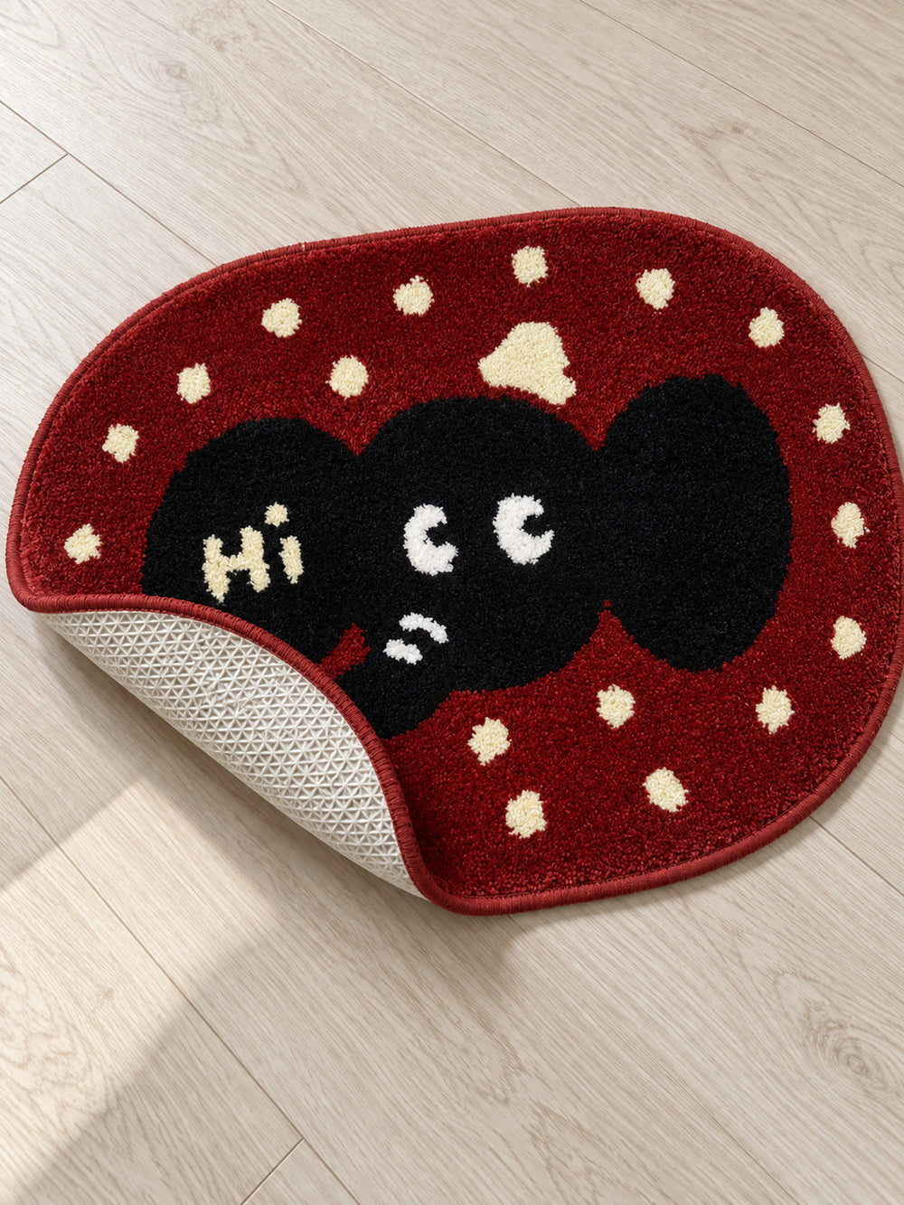 Hello Elephant Polka-Dot Bath Mat — Textured backing