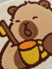 Capybara Morning Brush Shaped Bath Mat — surface detail