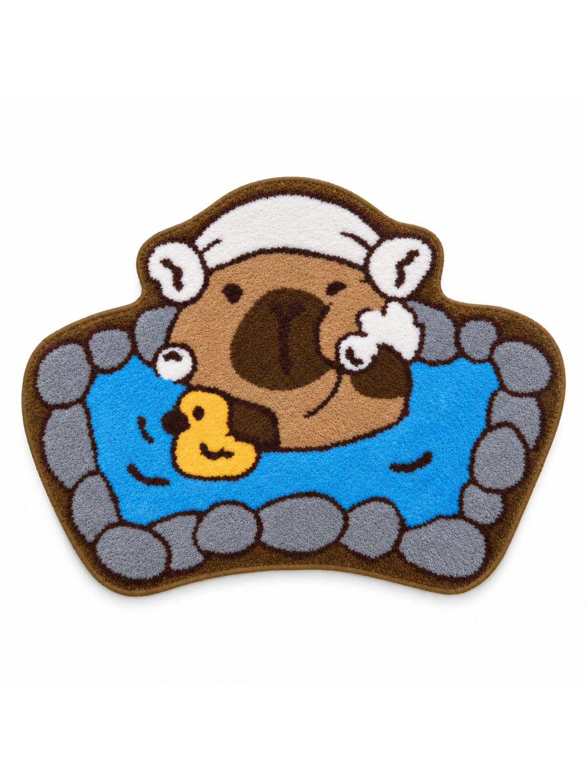 Capybara Hot Spring Shaped Bath Mat on a white background