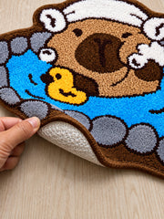 Capybara Hot Spring Shaped Bath Mat — backing detail