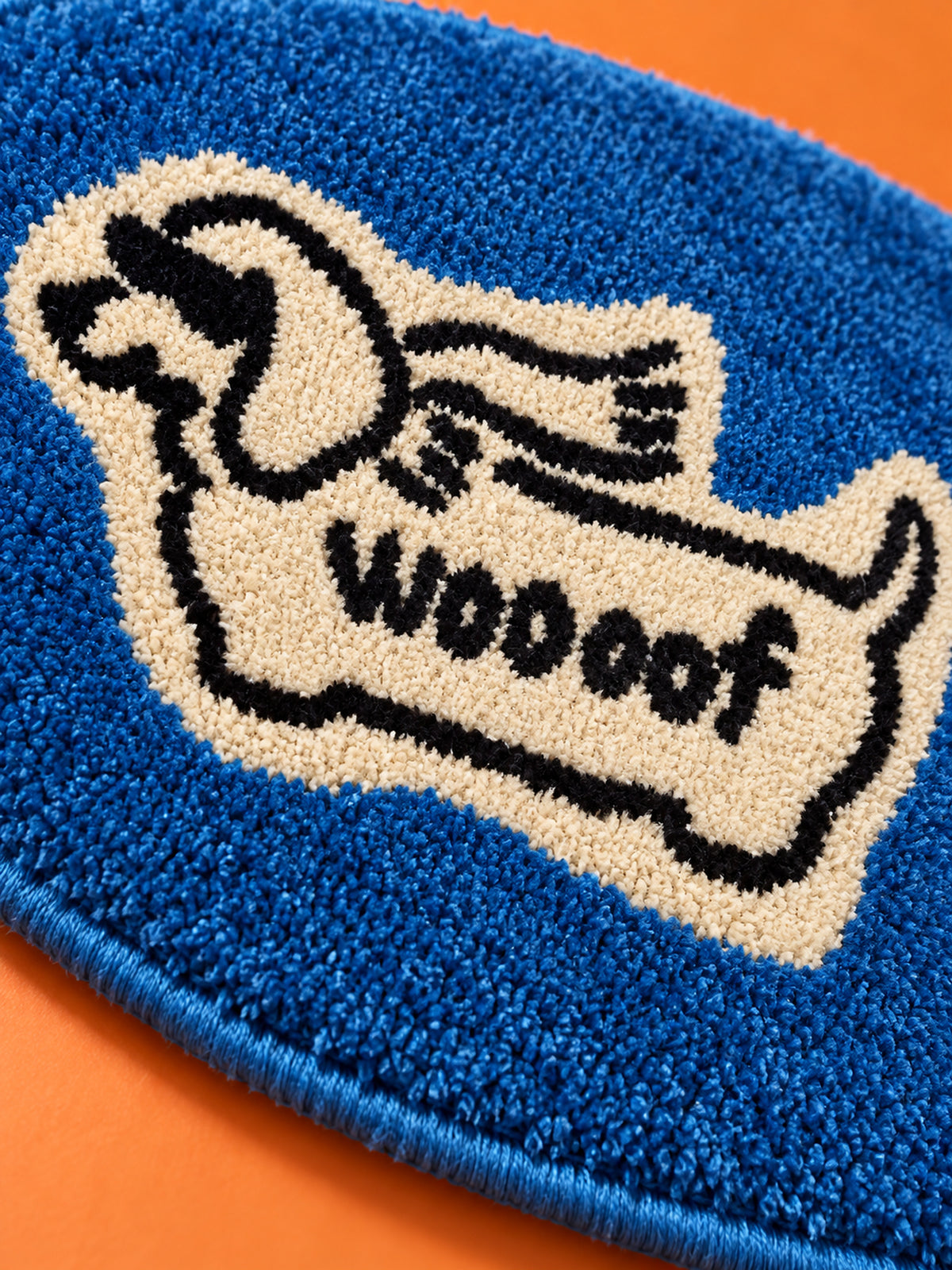 Blue Woof Hound Oval Bath Mat — surface detail