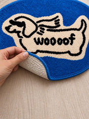 Blue Woof Hound Oval Bath Mat — backing detail