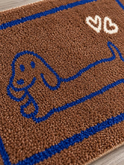 Heartline Dachshund Sketch Bath Mat — surface detail