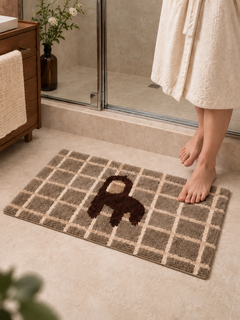 Gridback Chair Graphic Bath Mat — bathroom scene