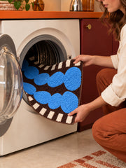 Electric Blue Pebbles Retro Bath Mat — machine wash
