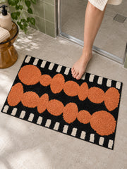 Electric Blue Pebbles Retro Bath Mat — bathroom context detail