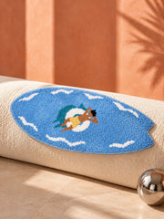 All Day Off Graphic Bath Mat - Blue — soft escape