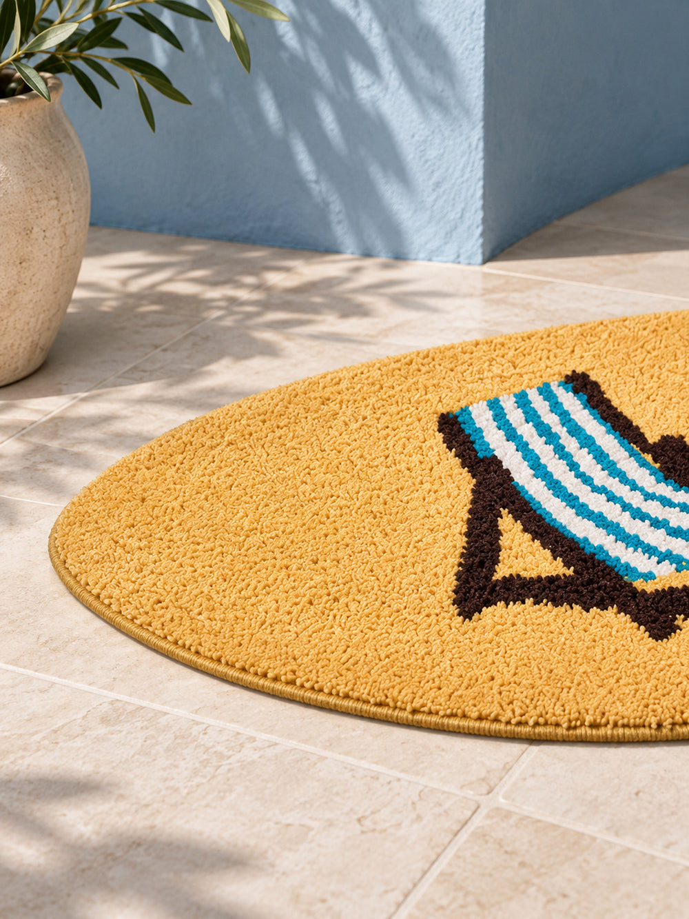 All Day Off Graphic Bath Mat - Blue — sunny edge detail
