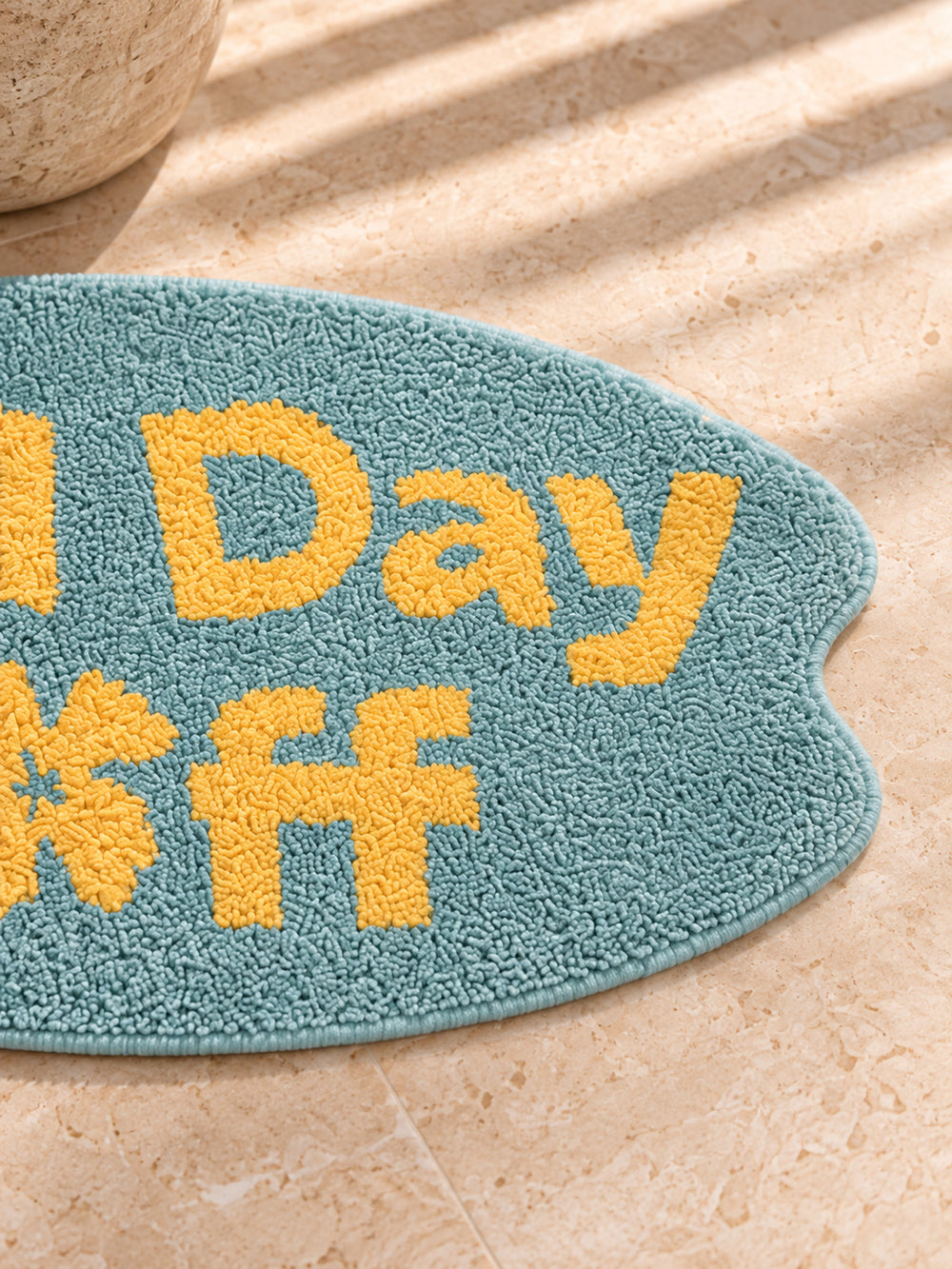 All Day Off Graphic Bath Mat - Blue — soft words detail