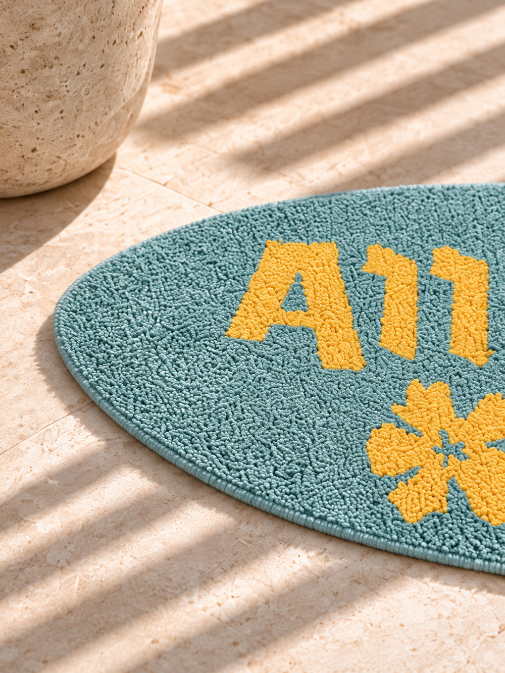 All Day Off Graphic Bath Mat - Blue — last light detail