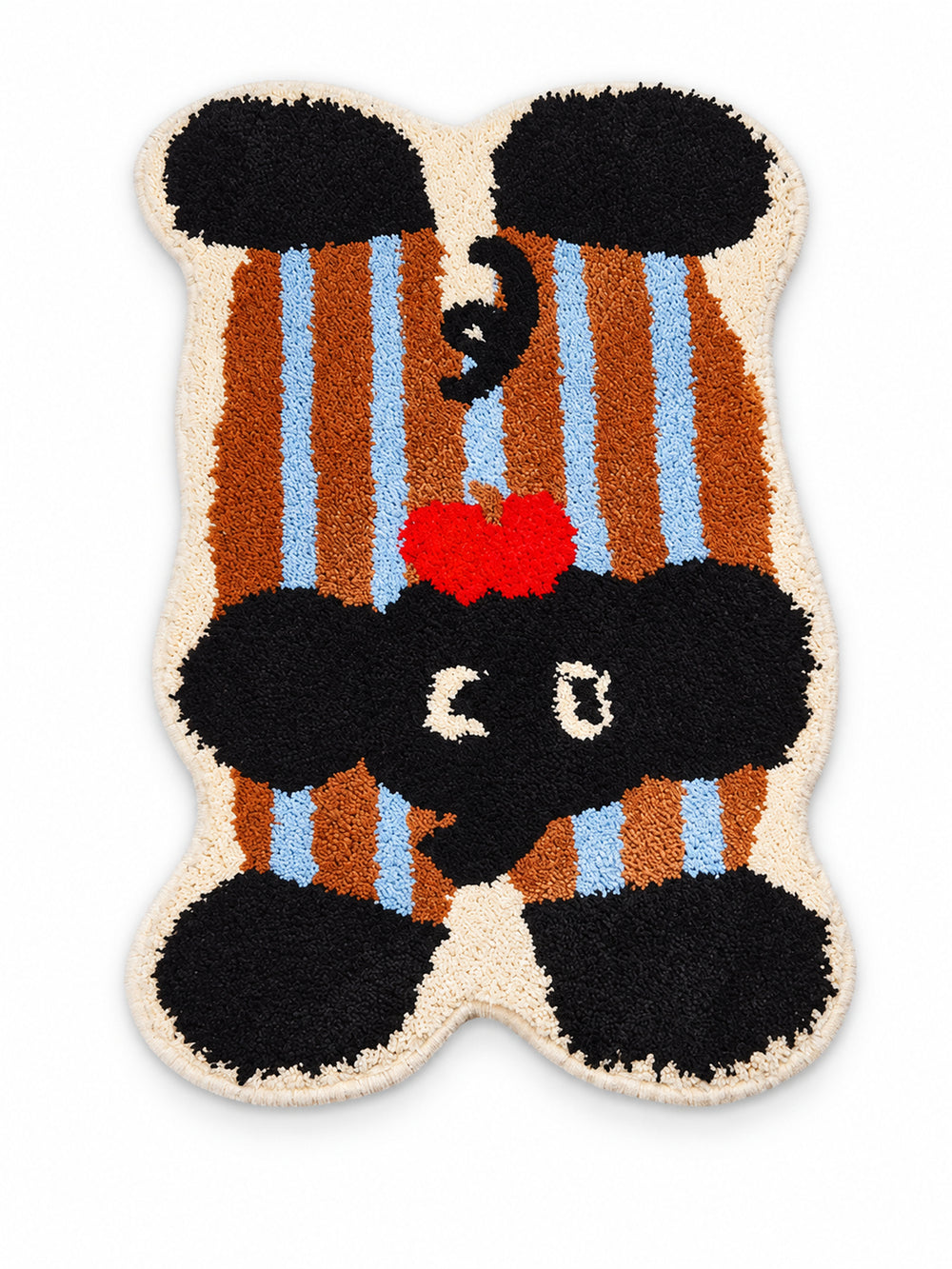 Retro Striped Elephant Shaped Bath Mat on a white background
