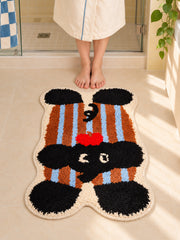 Retro Striped Elephant Shaped Bath Mat — Bathroom close-up