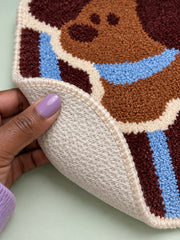 Puppy & Duckling Striped Bath Mat — backing detail