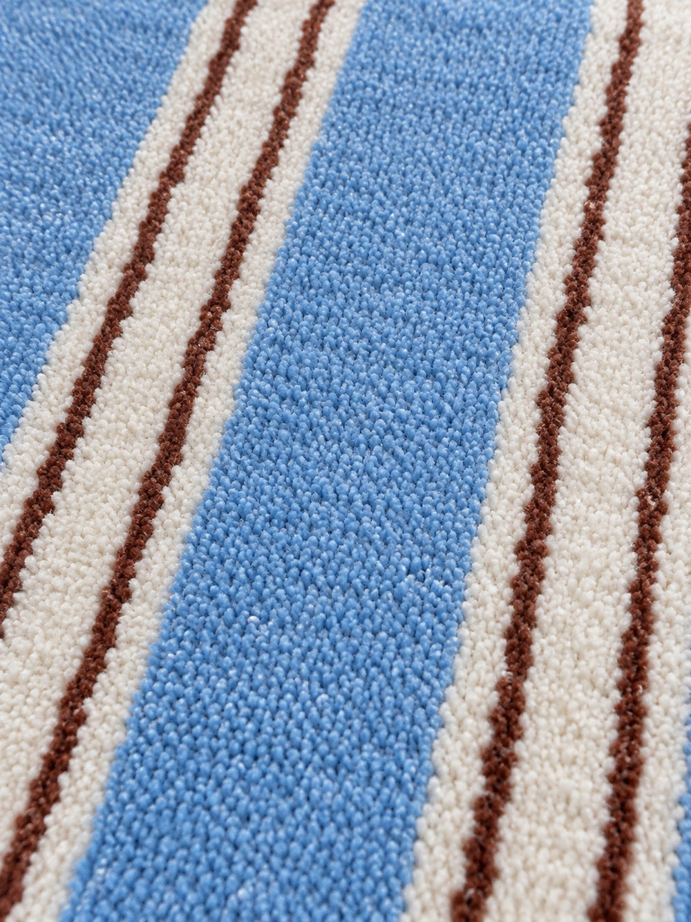 Coastal Pinstripes Blue & Cream Bath Mat — surface detail