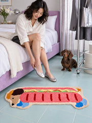 Classic Dachshund Hot Dog Runner Rug — bedroom scene