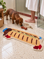 Classic Dachshund Hot Dog Runner Rug — bathroom context detail
