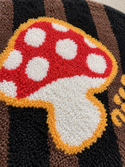 Storybook Mushroom Striped Bath Mat — surface detail