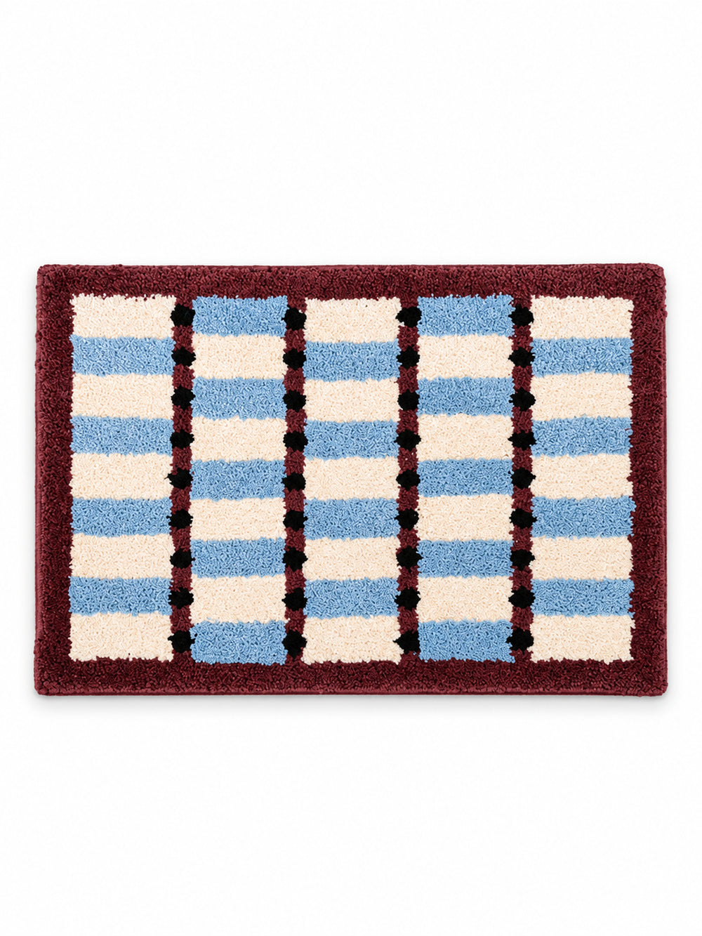 Sage Cocoa Grid Geometric Bath Mat — white main