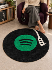 Midnight Vinyl Record Round Accent Rug — in the groove