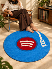 Midnight Vinyl Record Round Accent Rug — press play