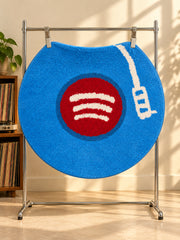 Midnight Vinyl Record Round Accent Rug — record display